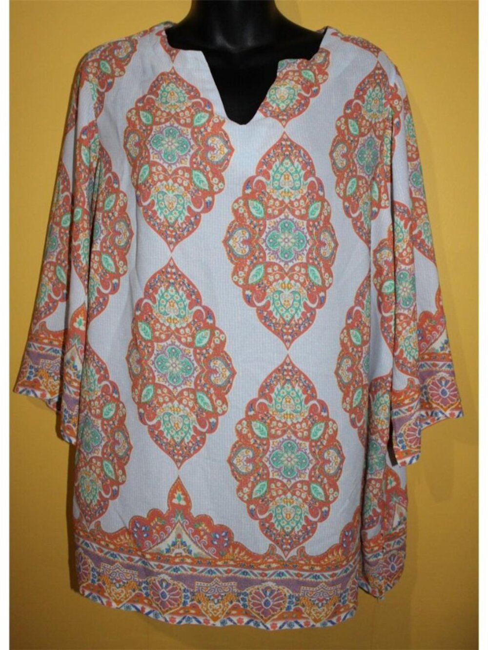 Cynthia Rowley 1x Gorgeous Geometric Blouse 3/4 Sleeves